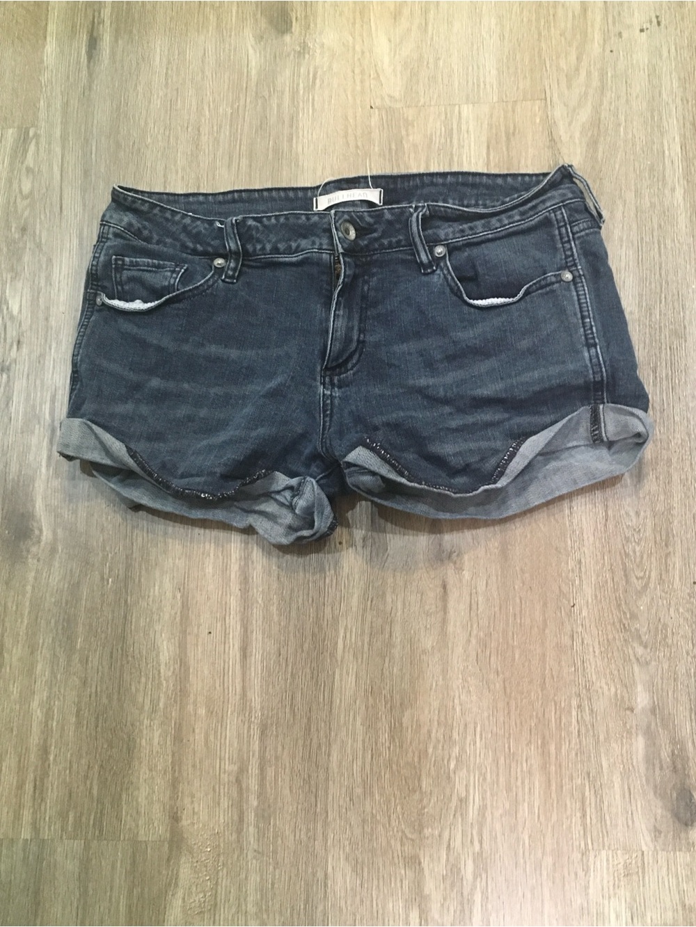 Bullhead Dark Blue Rolled Hem Denim Shorts